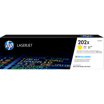 Image Description of "HP 202X High Yield Yellow Original LaserJet Toner Cartridge (CF502X)".
