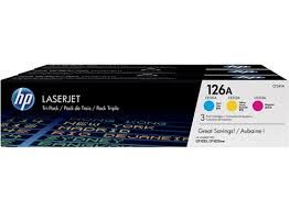 Image Description of "HP 126A (CF341A) Cyan, Magenta & Yellow Original LaserJet Toner Cartridges, 3 pack".