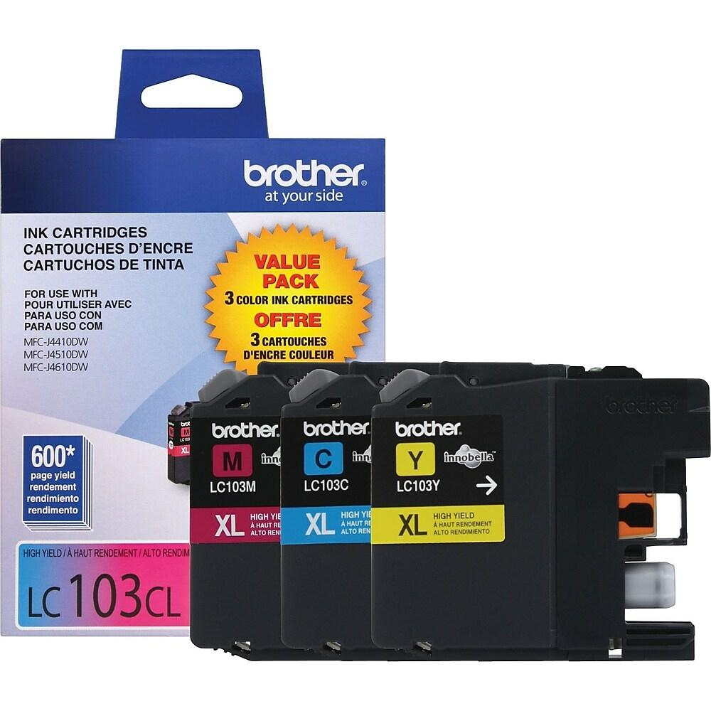 Image Description of "Brother LC103 High-Yield Colour Ink Cartridges, 3 Pack (LC1033PKS)".