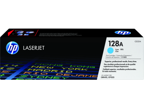 Image Description of "HP 128A Cyan Original LaserJet Toner Cartridge (CE321A)".