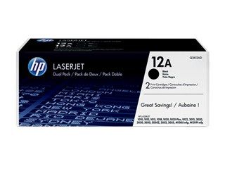 Image Description of "HP 12A (Q2612D) Black Original LaserJet Toner Cartridges, 2 pack".