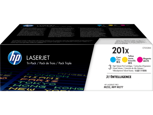 Image Description of "HP 201X 3-pack High Yield Cyan/Magenta/Yellow Original LaserJet Toner Cartridges (CF253XM)".