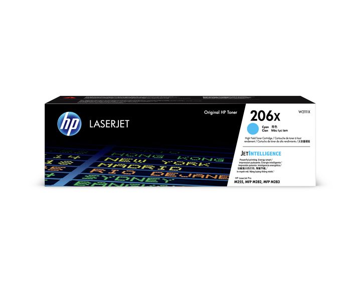 Image Description of "HP 206X High Yield Cyan Original LaserJet Toner Cartridge (W2111X)".
